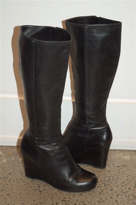 Black Leather Prada Tall Boots, size 10