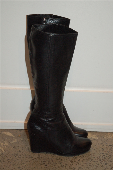 Black Leather Prada Tall Boots, size 10