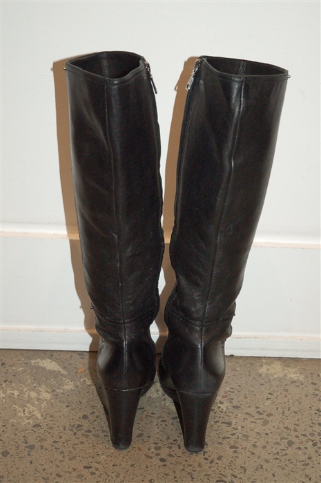 Black Leather Prada Tall Boots, size 10
