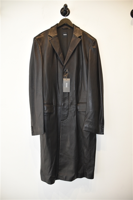 Black Leather Hugo Boss - Boss Leather Coat, size L