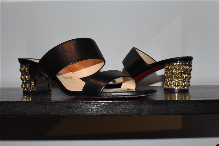 Black Leather Christian Louboutin Sandals, size 8