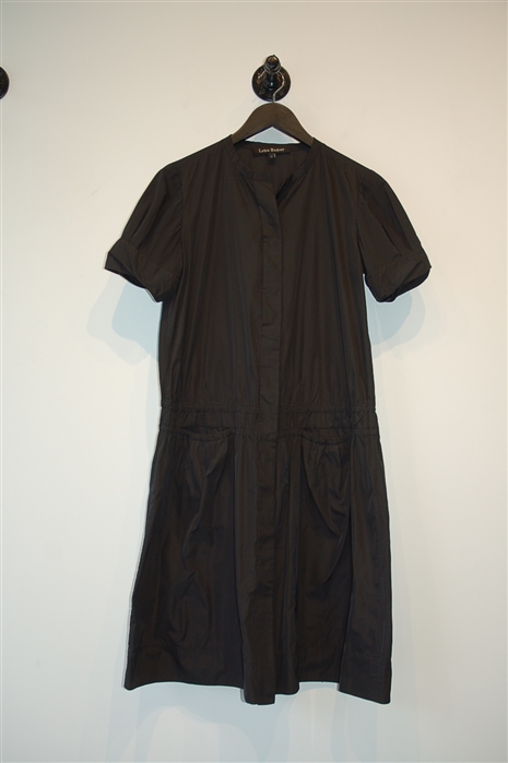 Black Satin Lida Baday Shirt Dress, size 8
