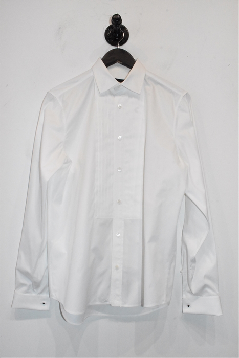 Crisp White Burberry Tuxedo Shirt, size M