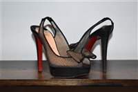 Black Lace Christian Louboutin Peep-Toe, size 6.5