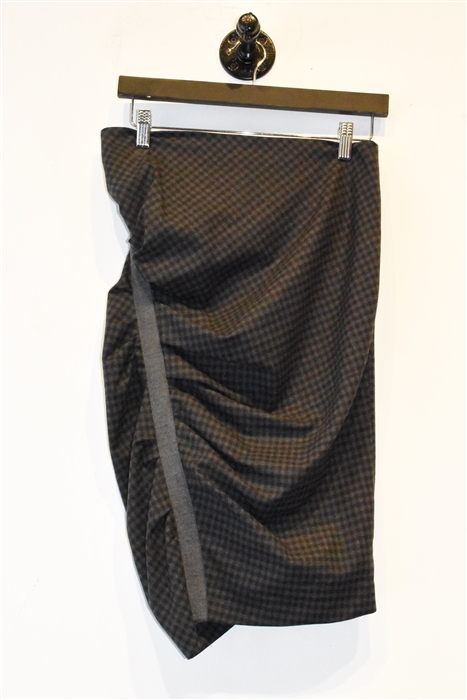 Gray Check Brunello Cucinelli Pencil Skirt, size 4