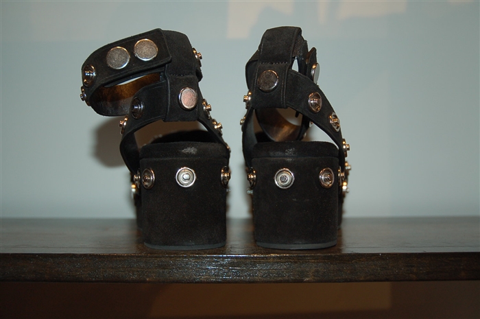 Black Suede Alexander Wang Platform Sandals, size 9