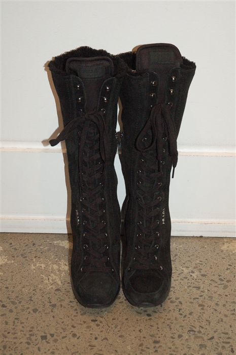 Black Suede Prada Tall Boots, size 10