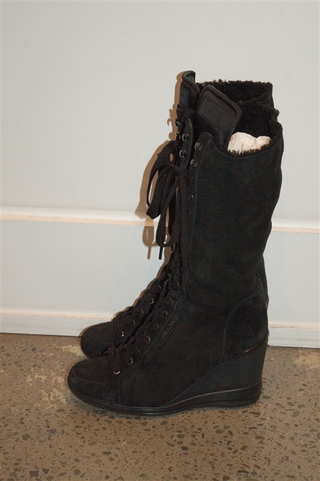 Black Suede Prada Tall Boots, size 10