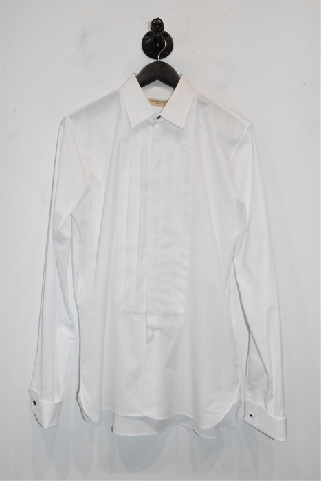 Crisp White Burberry Tuxedo Shirt, size M