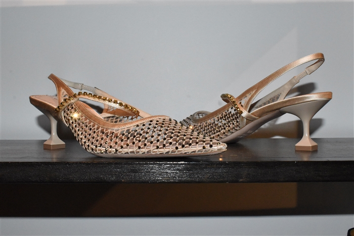 Satin Beige Miu Miu Sling-Back, size 8