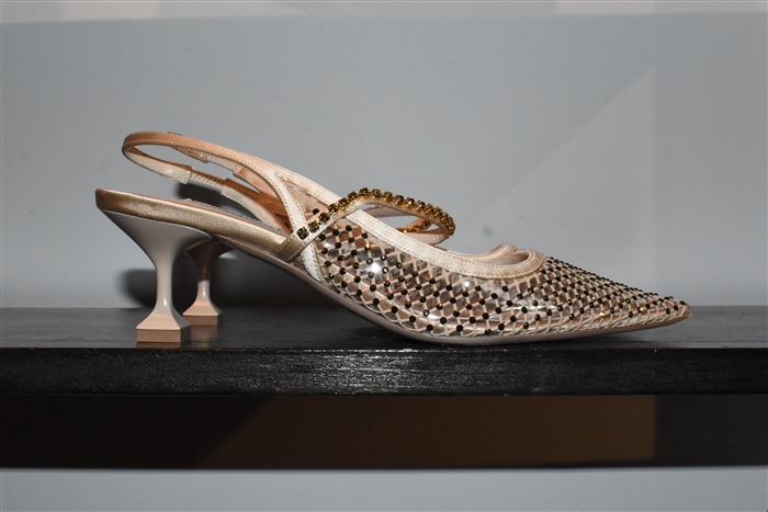 Satin Beige Miu Miu Sling-Back, size 8