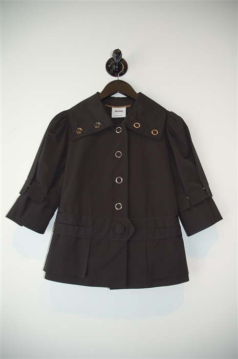 Satin Black Moschino Short Sleeved Jacket, size 10