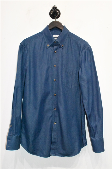 Dark Denim Brunello Cucinelli Button Shirt, size S