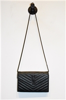 Black Leather Saint Laurent Wallet on Chain, size S