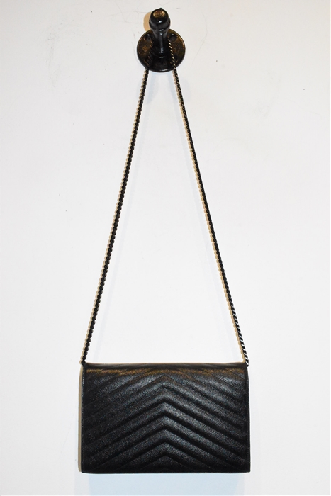 Black Leather Saint Laurent Wallet on Chain, size S