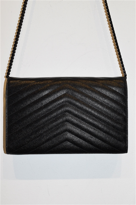 Black Leather Saint Laurent Wallet on Chain, size S