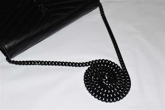 Black Leather Saint Laurent Wallet on Chain, size S
