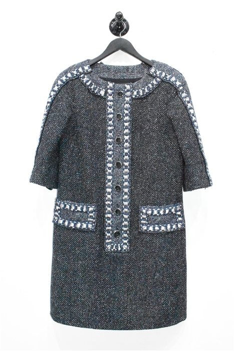 Navy Tweed Chanel Shift Dress, size 8