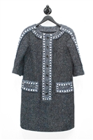 Navy Tweed Chanel Shift Dress, size 8