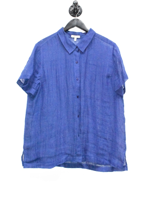 Indigo Eileen Fisher Short-Sleeved Shirt, size L