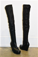 Black Leather Rick Owens Over-the-Knee Boots, size 8