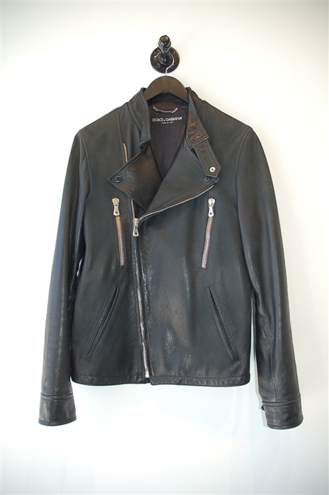 Black Leather Dolce & Gabbana Leather Jacket, size L
