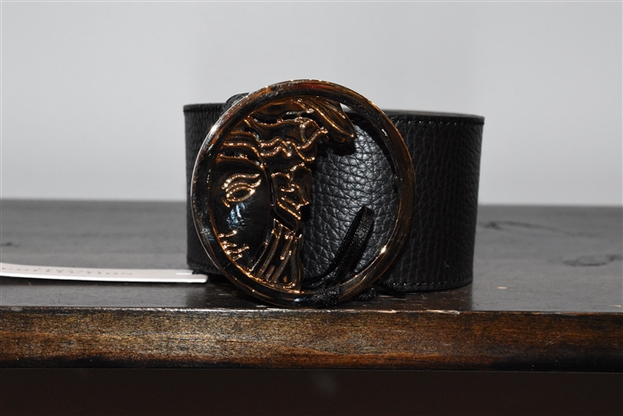 Black Leather Versace Collection Belt, size S
