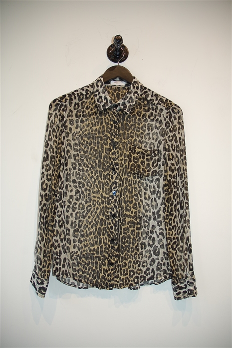 Animal Print Equipment Silk Shirt, size S