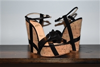 Black Leather Christian Louboutin Wedge, size 6