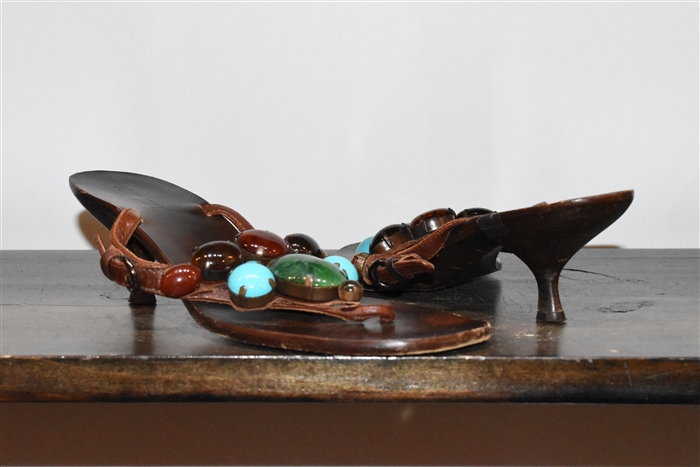 Dark Leather Miu Miu Sandal, size 8