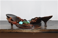 Dark Leather Miu Miu Sandal, size 8