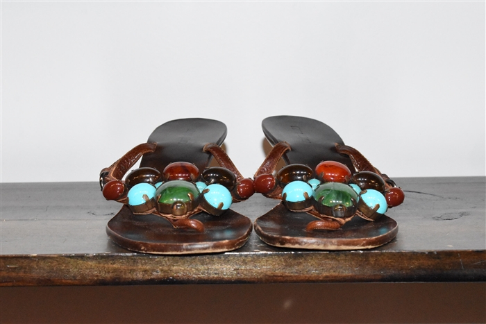 Dark Leather Miu Miu Sandal, size 8