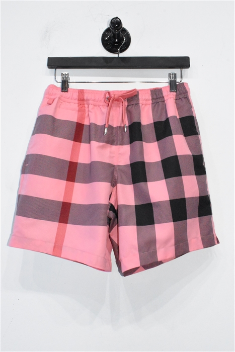 Pink Check Burberry Swim Trunks, size 36
