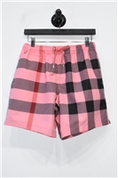 Pink Check Burberry Swim Trunks, size 36