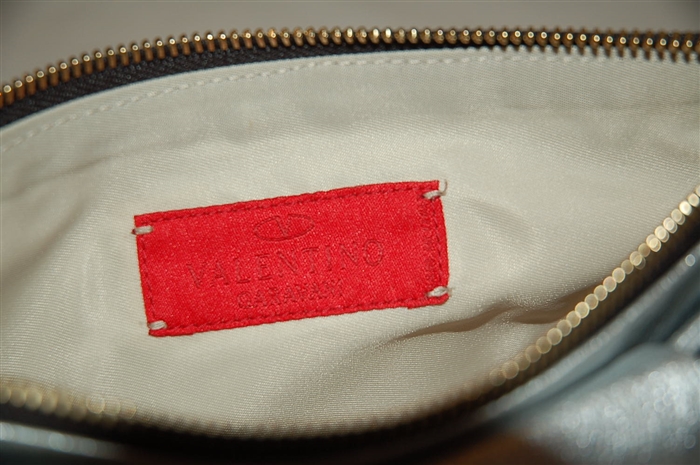 Metallic Silver Valentino Clutch, size S