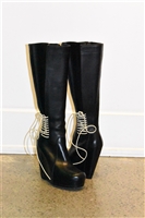 Black Leather Rick Owens Tall Boots, size 8