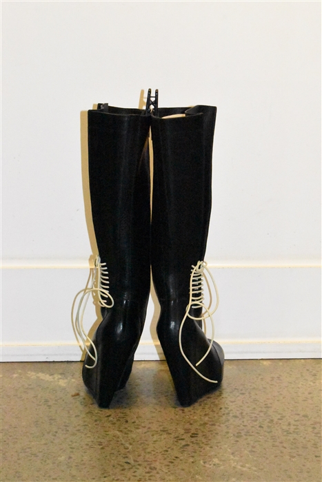 Black Leather Rick Owens Tall Boots, size 8