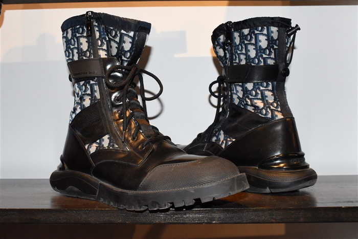 Black Leather Dior Boots, size 10.5