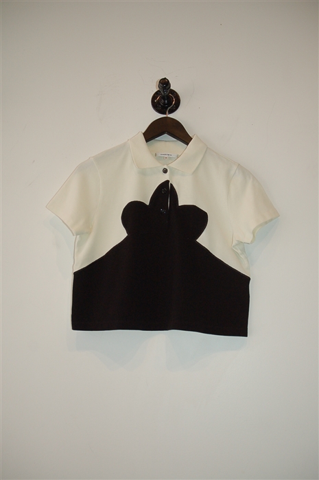 Cream & Black Carven Cropped Top, size S