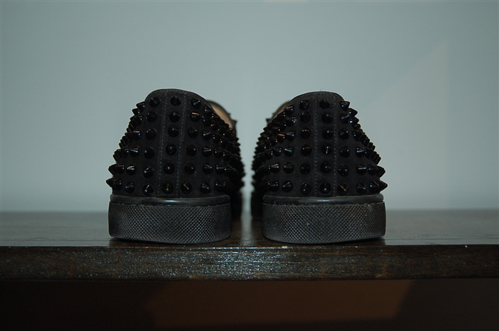 Black Suede Christian Louboutin Slip-On Sneaker, size 8