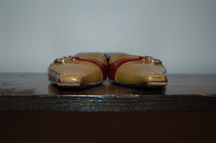 Olive Prada Kitten Heels, size 8