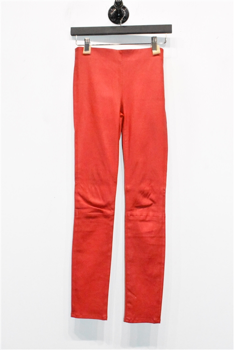 Lipstick Red Saint Laurent Leather Leggings, size 4