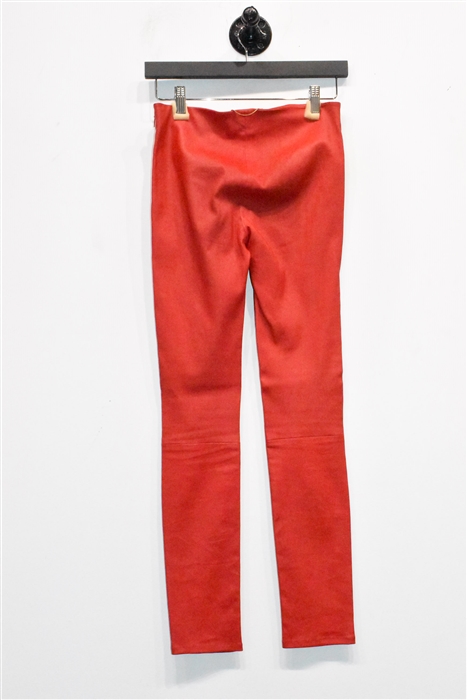 Lipstick Red Saint Laurent Leather Leggings, size 4