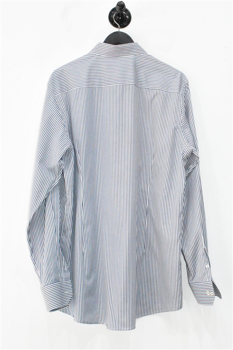 Navy Stripe Eton Button Shirt, size XL