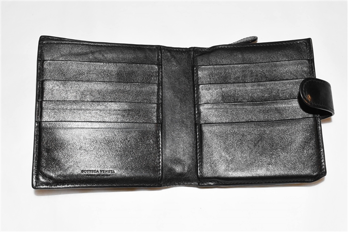 Black Leather Bottega Veneta Wallet, size O/S