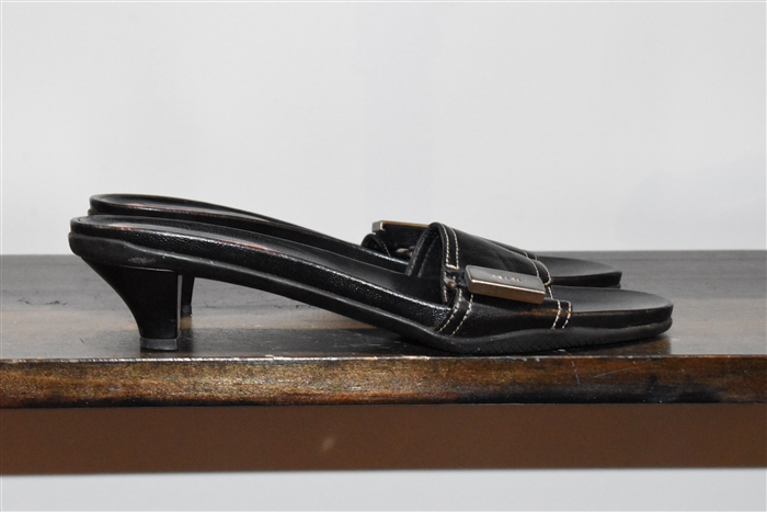 Black Leather Prada Slides, size 8