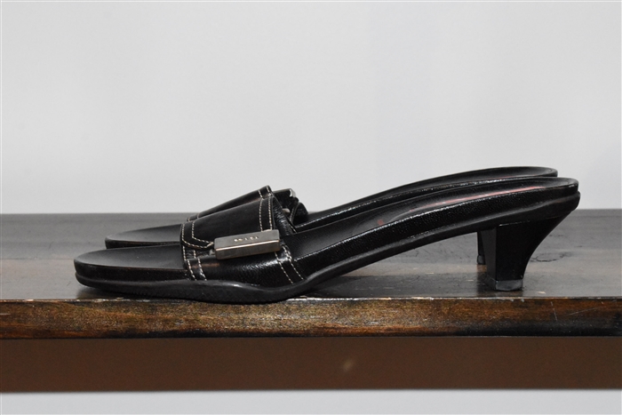 Black Leather Prada Slides, size 8