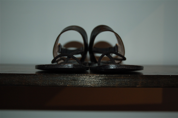 Black Leather Dries van Noten Sandal, size 6.5