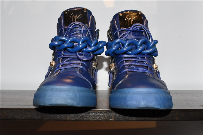 Navy Giuseppe Zanotti High-Top Sneaker, size 8