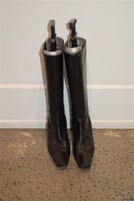 Black Leather Prada Boots, size 7